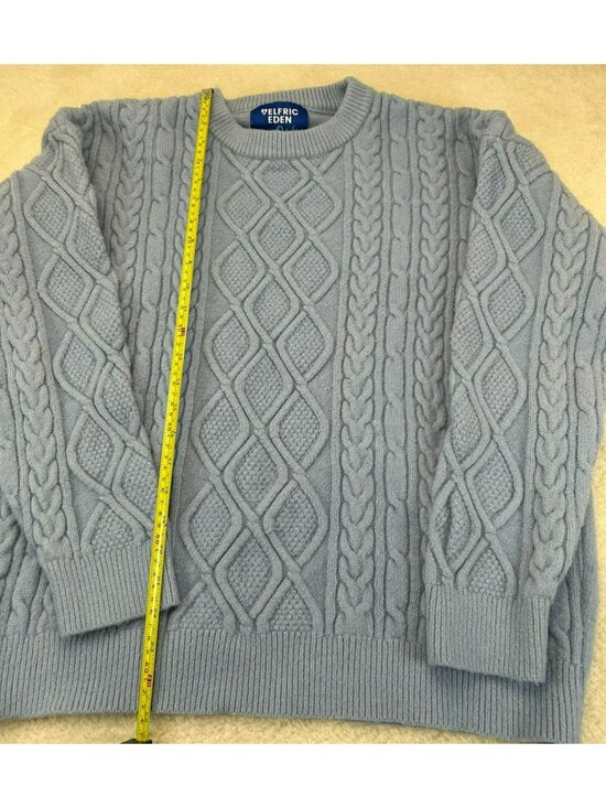 Aelfric Eden Other - Aelfric Eden Mens Cable Knit Sweater Blue Size L Cotton Blend Crew Neck